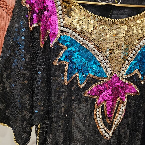 Vintage JLB Silk Sequin Top - Picture 2 of 6
